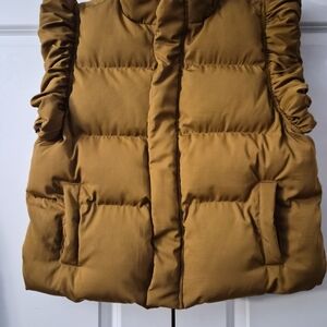 Kids Ruffled Puffer Vest - Mustard